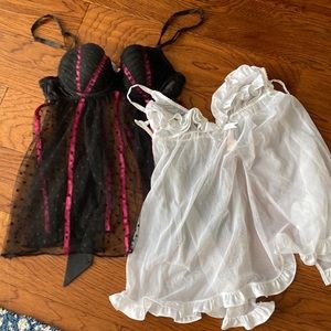 To Victoria’s Secret slips one white one black and pink size small and a 34B